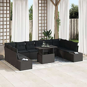 vidaXL Lounge Set 11 Deler Svart Rattan 3357996