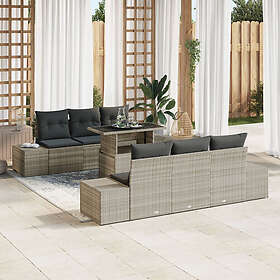 vidaXL Trädgårdsoffset Set om 7 Beige PE rattan Utemöbelbord 3357845