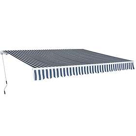 vidaXL Foldbar markise manuell 400 cm blå/hvit