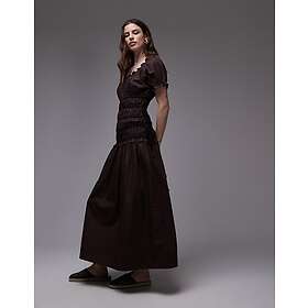 TOPSHOP Cap Sleeve Shirred Dress With Tie Sides