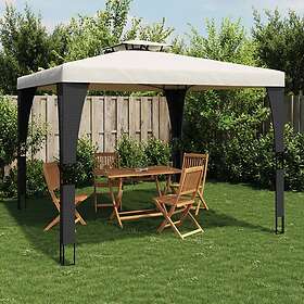 vidaXL Paviljong med dubbelt tak gräddvit 2,98x2,98 m stål 368440