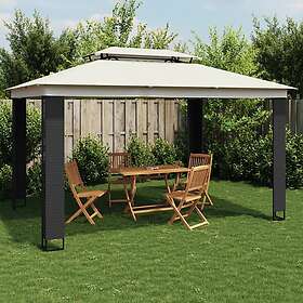 vidaXL Paviljong med dubbelt tak gräddvit 3,94x2,96 m stål 368446