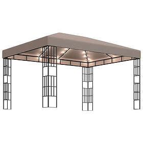 vidaXL Paviljong med ljusslinga LED 4x3 m taupe 3070325