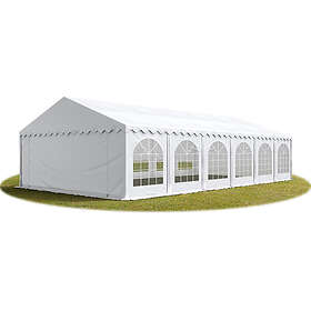 TOOLPORT 6x12 m partytält, med bottenram, PVC 750, vit (7257)