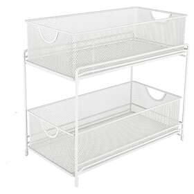 Clas Ohlson Liten förvaringshylla mesh med 2 korgar, vit