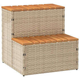 vidaXL Badtunna Step beige 50x50x50,5 cm konstrotting och solid akacia 4103942