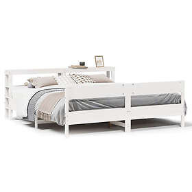 vidaXL Sängram utan madrass vit cm 200x200 massiv furu 3306175