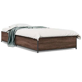 vidaXL Sängram brun ek 100x200 konstruerat cm trä och metall 845110