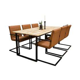 Venture Home Cirebon Matgrupp 200 cm Rektangulär med 6 Art stolar Svart Matgrupper Brun,Svart
