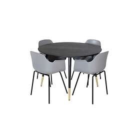 Venture Home Dipp Matgrupp 115 cm Rund med 4 Comfort stolar Svart/Guld Matgrupper Grå,Svart,Guld