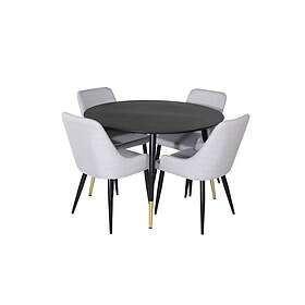 Venture Home Dipp Matgrupp 115 cm Rund med 4 Plaza stolar Svart/Guld Matgrupper Grå,Svart,Guld