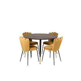 Venture Home Dipp Matgrupp 115 cm Rund med 4 Limhamn stolar Svart/Guld Matgrupper Svart,Guld