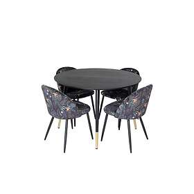 Venture Home Dipp Matgrupp 115 cm Rund med 4 Velvet stolar Svart/Guld Matgrupper Svart,Guld