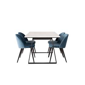Venture Home Estelle Matgrupp 140 cm Rektangulär med 4 Velvet stolar Svart Matgrupper Vit,Blå,Svart
