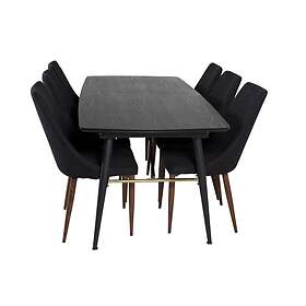 Venture Home Gold Matgrupp Förlängningsbar 180-220 cm Rektangulär med 6 Leone stolar Svart/Guld Matgrupper Svart,Guld