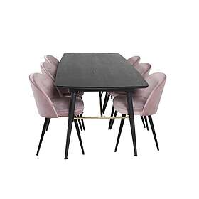 Venture Home Gold Matgrupp Förlängningsbar 180-220 cm Rektangulär med 6 Velvet stolar Svart Matgrupper Rosa,Svart