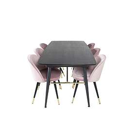 Venture Home Gold Matgrupp Förlängningsbar 180-220 cm Rektangulär med 6 Velvet stolar Svart Matgrupper Rosa,Svart