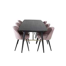 Venture Home Gold Matgrupp Förlängningsbar 180-220 cm Rektangulär med 6 Velvet stolar Svart Matgrupper Rosa,Svart
