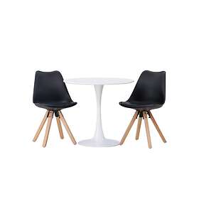 Venture Home Hamden Matgrupp 80 cm Rund med 2 Zeno stolar Svart Matgrupper Brun,Svart