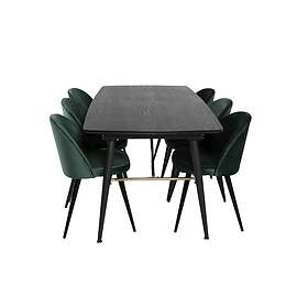 Venture Home Gold Matgrupp Förlängningsbar 180-220 cm Rektangulär med 6 Velvet stolar Svart Matgrupper Grön,Svart