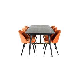 Venture Home Gold Matgrupp Förlängningsbar 180-220 cm Rektangulär med 6 Velvet stolar Svart/Guld Matgrupper Orange,Svart,Guld