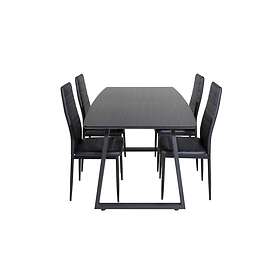 Venture Home Inca Matgrupp Förlängningsbar 160 cm Rektangulär med 4 Slim stolar Svart Matgrupper