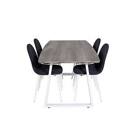 Venture Home Inca Matgrupp Förlängningsbar 160 cm Rektangulär med 4 Polar stolar Svart Matgrupper Grå,Vit,Brun,Svart