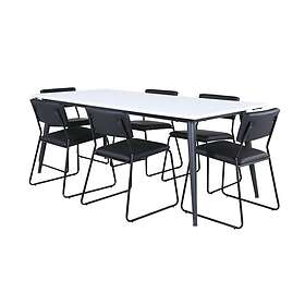 Venture Home Jimmy Matgrupp 195 cm Rektangulär med 6 Kenth Stolar Svart Matgrupper Vit,Svart