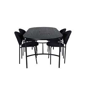Venture Home Skate Matgrupp 200 cm Oval med 4 Vault stolar Svart Matgrupper