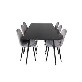 Venture Home Silar Matgrupp 180 cm Rektangulär med 6 Polar Stolar Svart Matgrupper Ljusgrå,Svart