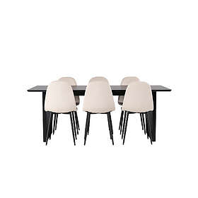 Venture Home Vail Matgrupp 200 cm Rektangulär med 6 Polar stolar Beige Matgrupper Beige,Svart