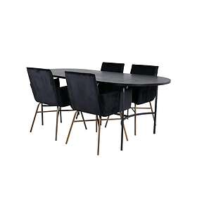 Venture Home Skate Matgrupp 200 cm Oval med 4 Petra stolar Svart Matgrupper