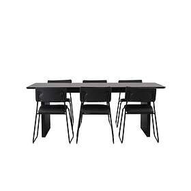 Venture Home Vail Matgrupp 200 cm Rektangulär med 6 Kenth Stolar Svart Matgrupper