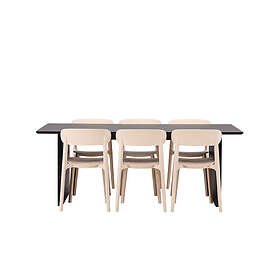 Venture Home Vail Matgrupp 200 cm Rektangulär med 6 Åstol stolar Svart Matgrupper