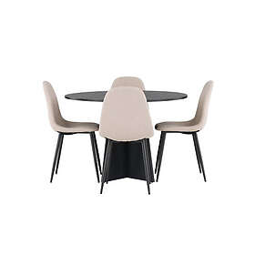 Venture Home Bootcut Matgrupp 110 cm Rund med 4 Polar stolar Beige Matgrupper Beige,Svart