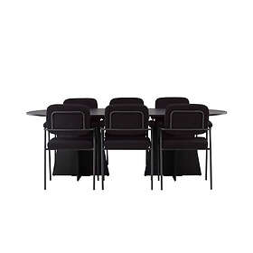 Venture Home Bootcut Matgrupp 230 cm Oval med 6 Yesterday stolar Svart Matgrupper