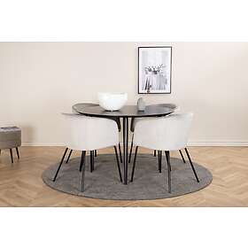 Venture Home Dipp Matgrupp 115 cm Rund med 4 Berit stolar Svart Matgrupper Ljusgrå,Svart