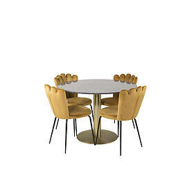 Venture Home Estelle Matgrupp 106 cm Rund med 4 Limhamn stolar Svart/Guld Matgrupper Svart,Guld