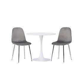 Venture Home Hamden Matgrupp 80 cm Rund med 2 Eva stolar Ljusgrå Matgrupper Ljusgrå,Silver
