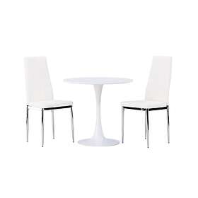 Venture Home Hamden Matgrupp 80 cm Rund med 2 Pastill stolar Silver Matgrupper Vit,Silver