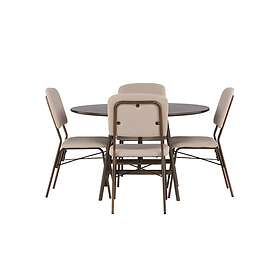 Venture Home Kaseidon Matgrupp 100 cm Rund med 4 Seda stolar Beige Matgrupper Brun,Beige