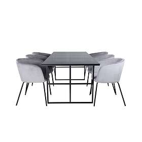 Venture Home Leif Matgrupp 200 cm Rektangulär med 6 Berit stolar Svart Matgrupper Grå,Svart