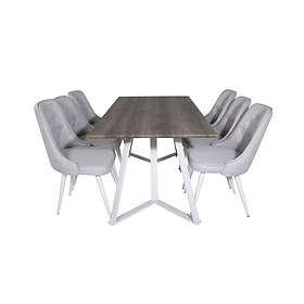 Venture Home Marina Matgrupp 180 cm Rektangulär med 6 Velvet Deluxe stolar Ljusgrå Matgrupper Vit,Brun,Ljusgrå