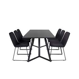 Venture Home Marina Matgrupp 180 cm Rektangulär med 6 Muce stolar Svart Matgrupper