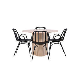 Venture Home Olivia Matgrupp 110 cm Rund med 4 Dyrön stolar Whitewash Matgrupper Vit,Svart