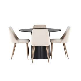 Venture Home Olivia Matgrupp 110 cm Rund med 4 Night Stolar Svart Matgrupper Brun,Svart