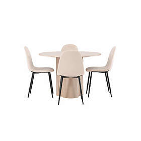 Venture Home Olivia Matgrupp 110 cm Rund med 4 Polar stolar Whitewash Matgrupper Vit,Beige