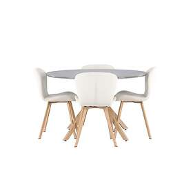 Venture Home Piazza Matgrupp 120 cm Rund med 4 Lilja Stolar Grå Matgrupper