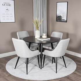 Venture Home Plaza Matgrupp 100 cm Rund med 4 stolar Svart Matgrupper Grå,Svart