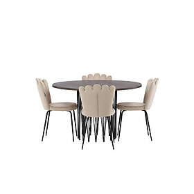 Venture Home Stone Matgrupp 120 cm Rund med 4 Limhamn stolar Beige Matgrupper Brun,Beige